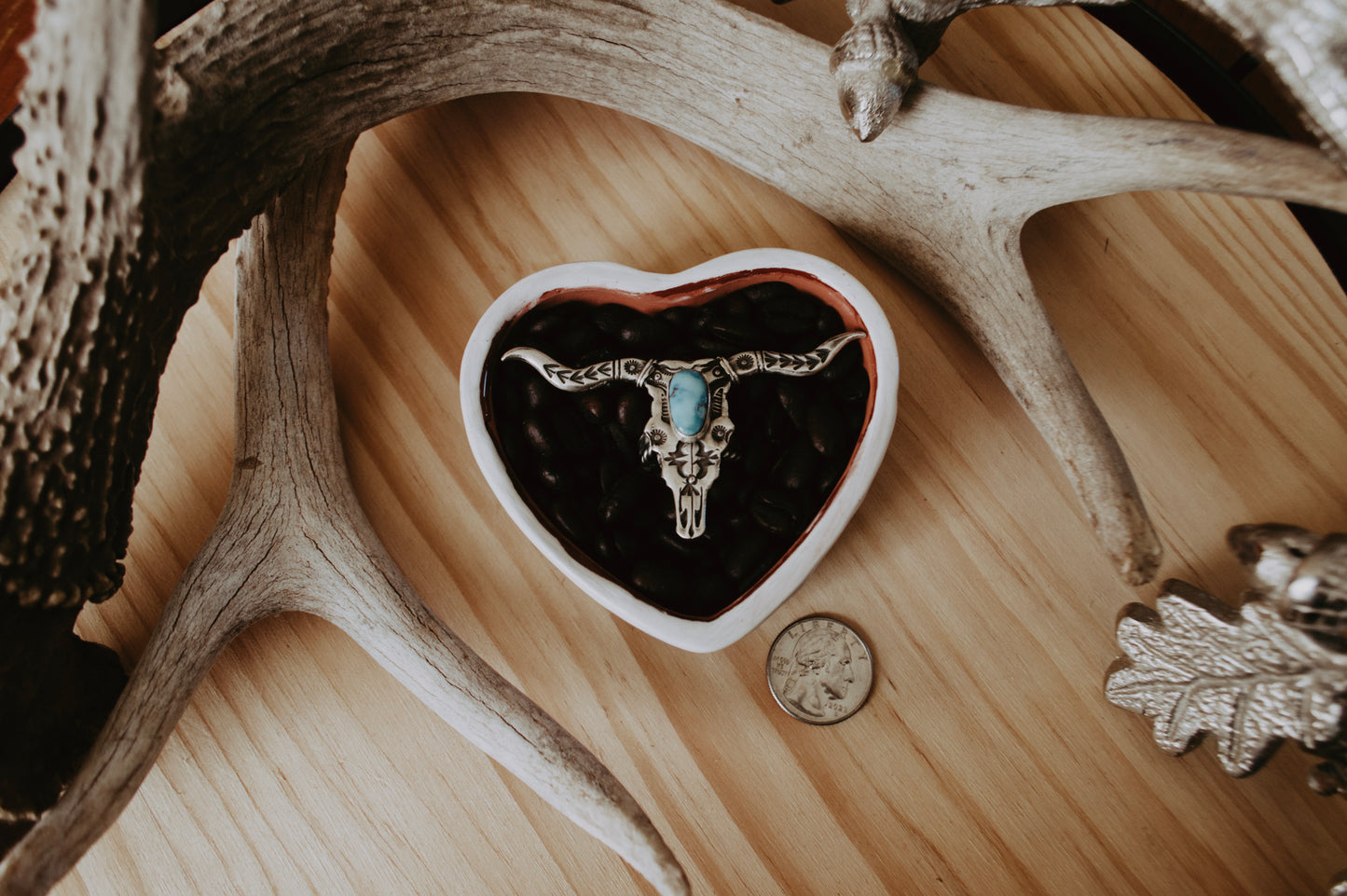 Sterling Silver and Sleeping Beauty Turquoise Long Horn Steer Ring