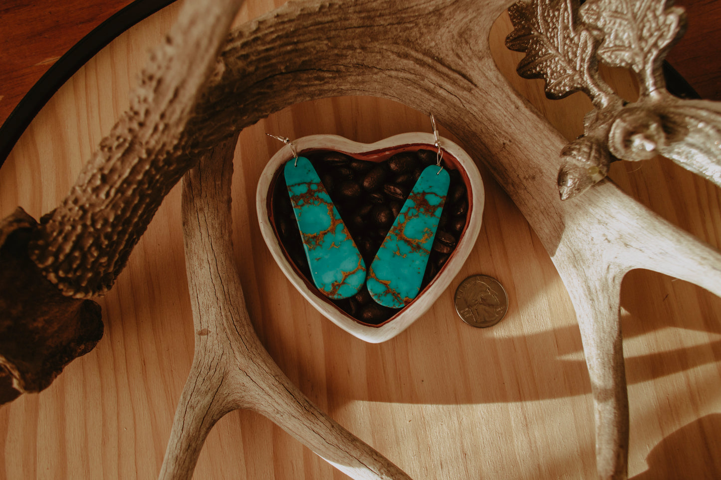 Large Turquoise Slab Earrings