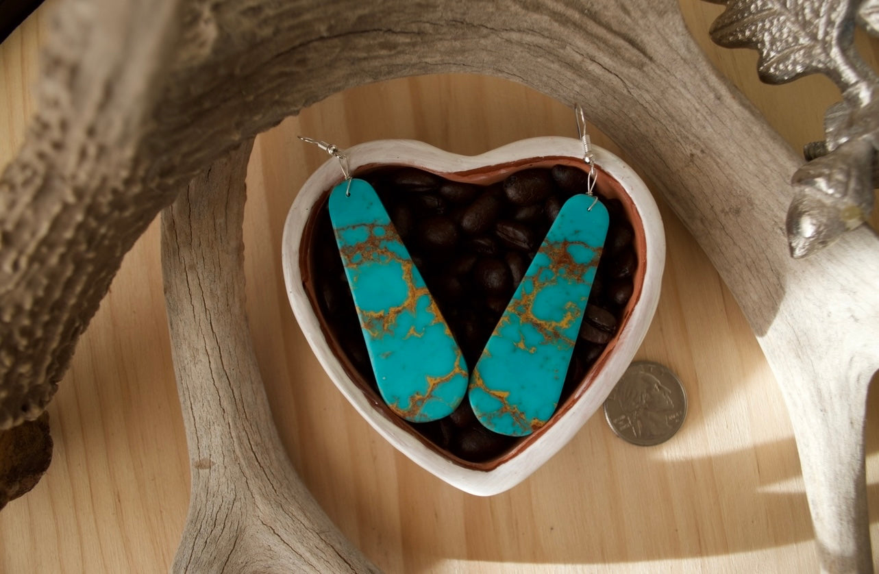 Large Turquoise Slab Earrings