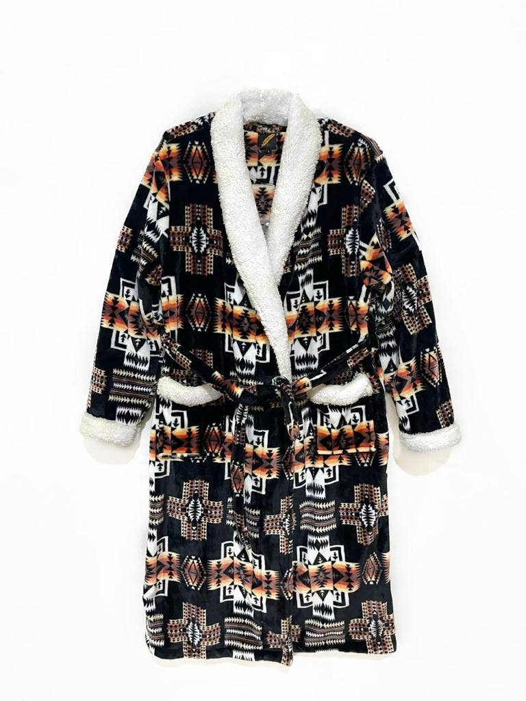 ROBBRN - Nativo Southwest Design Plush Robe
wit