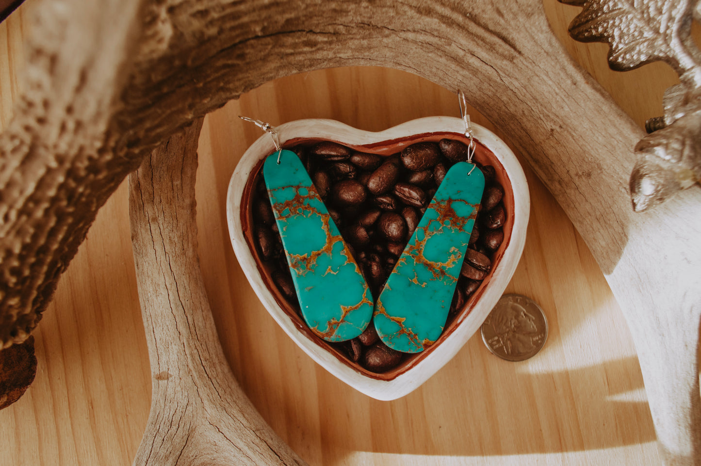 Large Turquoise Slab Earrings