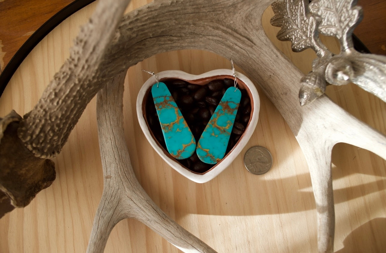 Large Turquoise Slab Earrings
