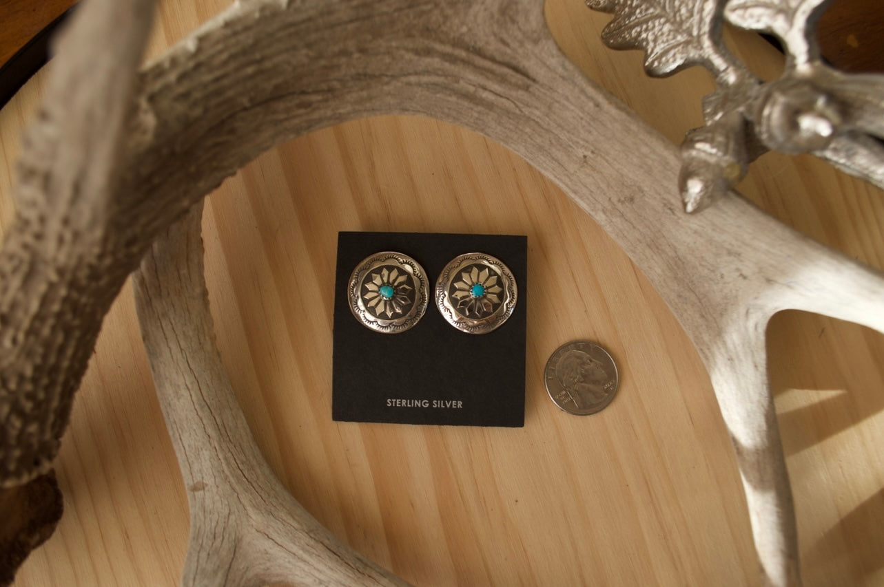 Sterling Silver Concho Post Earrings