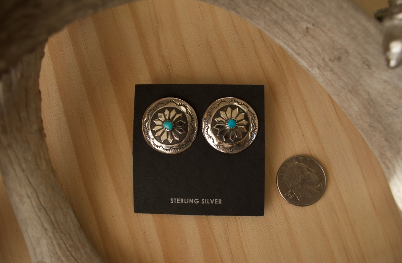 Sterling Silver Concho Post Earrings