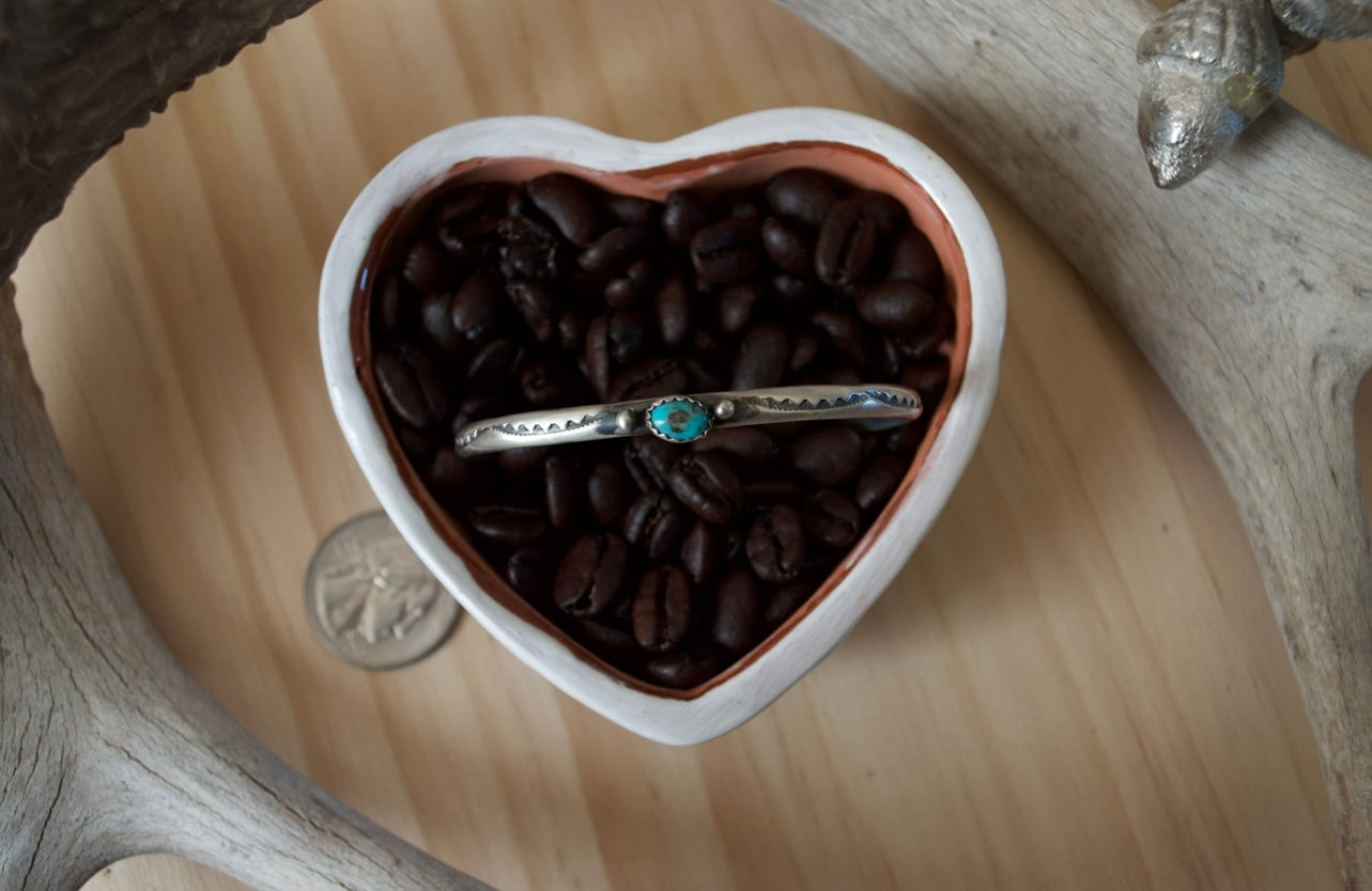 Sterling Silver and Turquoise Cuff Oval Center Stone Bracelet