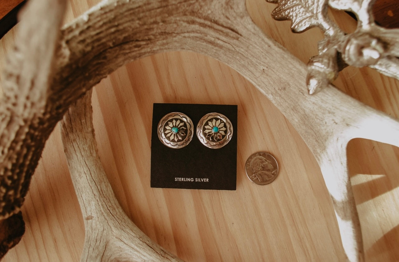 Sterling Silver Concho Post Earrings