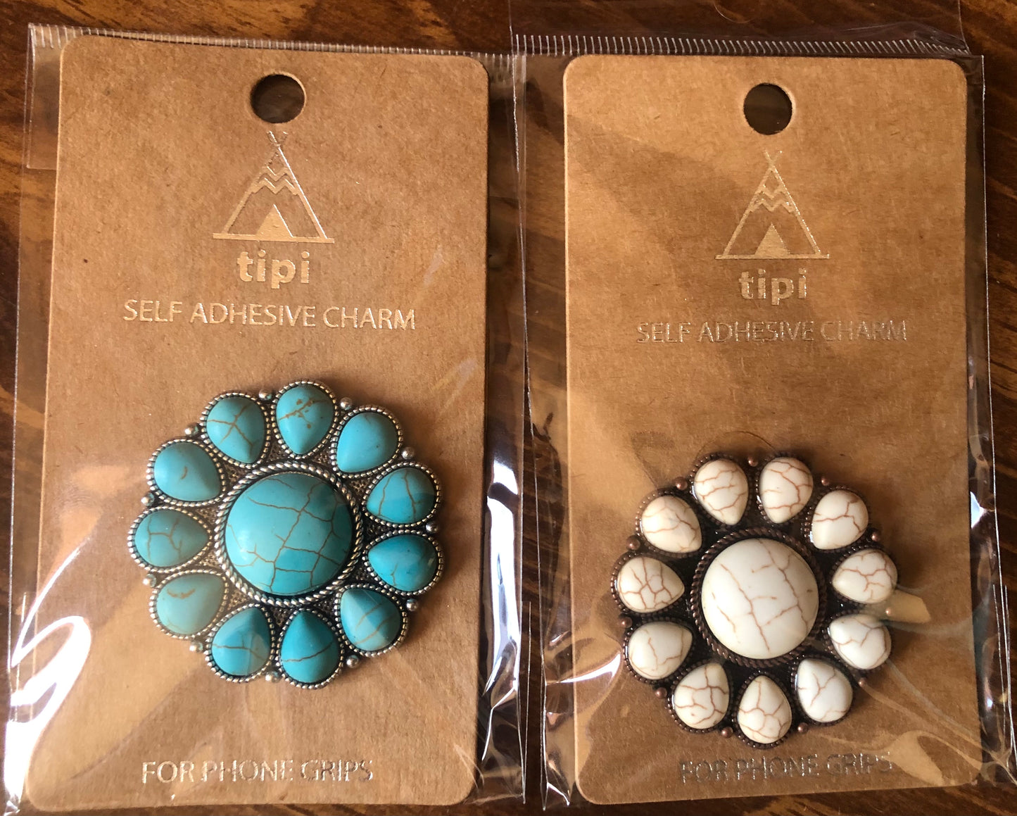 STONE BEADED SILVERTONE FLOWER