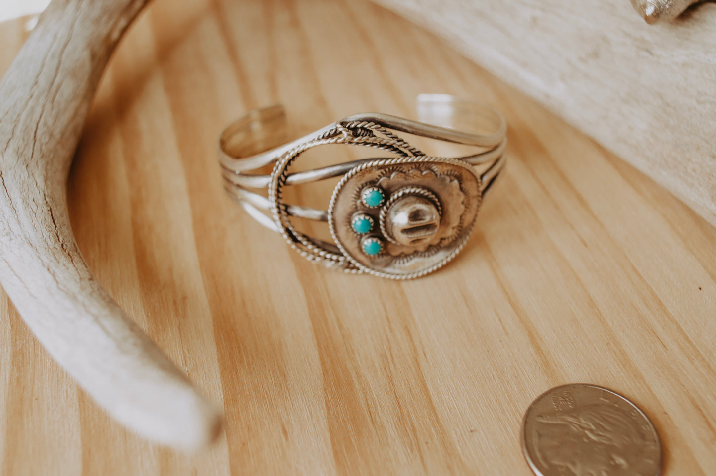 Sterling Silver and Turquoise Cowboy Hat Cuff Bracelet