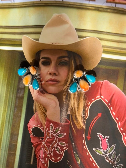 Spiny Oyster and Kingman Cluster Studs - By Marcelia James