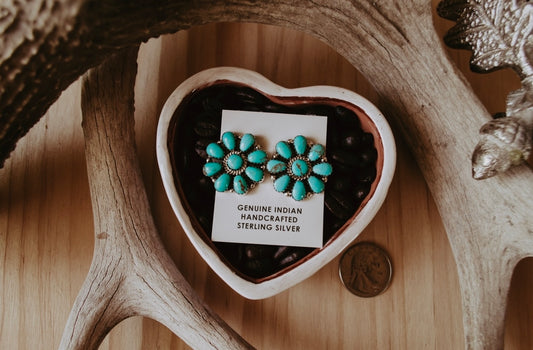 Turquoise Floral Cluster Post Earrings