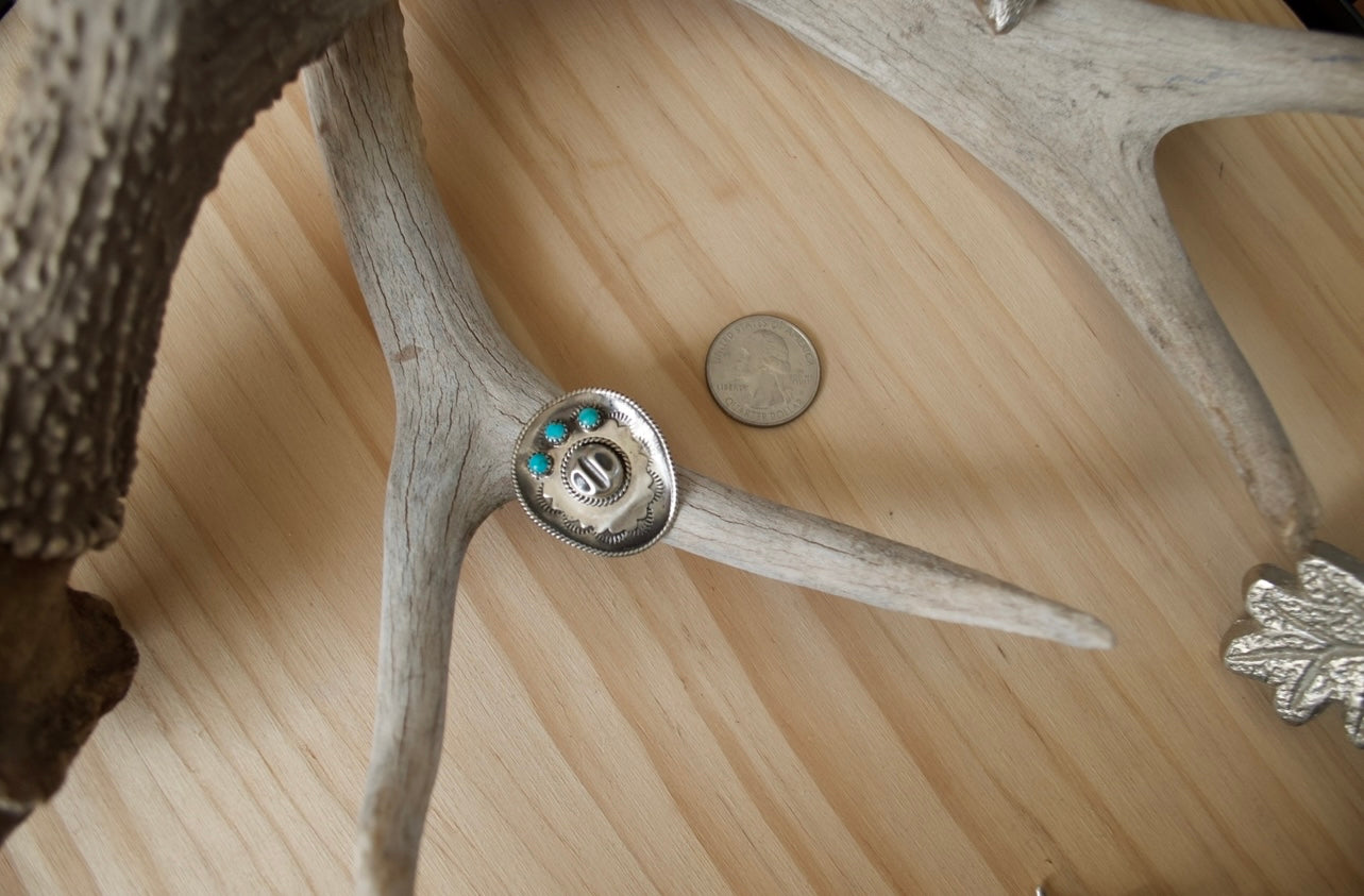 Sterling Silver and Turquoise Cowboy Hat Ring
