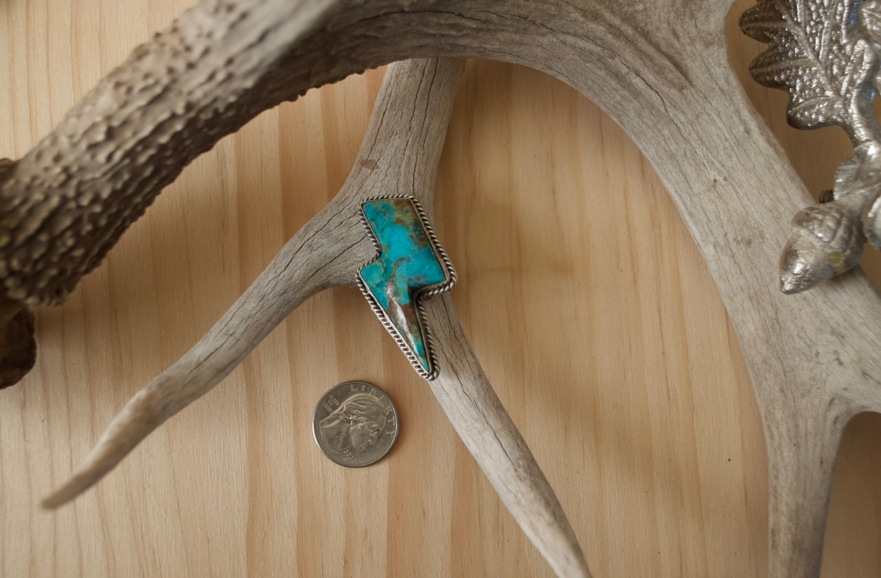 Sterling Silver and Turquoise Thunder Bolt Ring