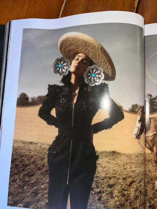 Sterling Silver and Kingman Turquoise Concho Disc Stud Earrings