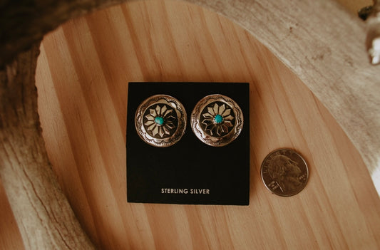 Sterling Silver Concho Post Earrings
