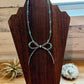 15” Turquoise and Silver Pearl Bow Necklace