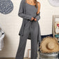 Cozy and Soft Thermal Tank, Pants and Cardigan Set