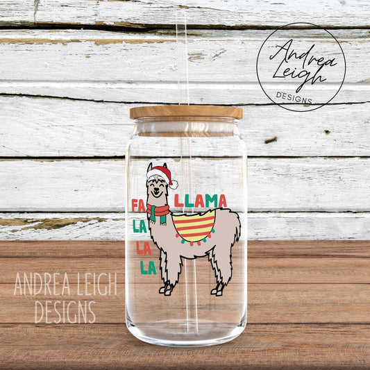 Fa La La La Llama Glass Can